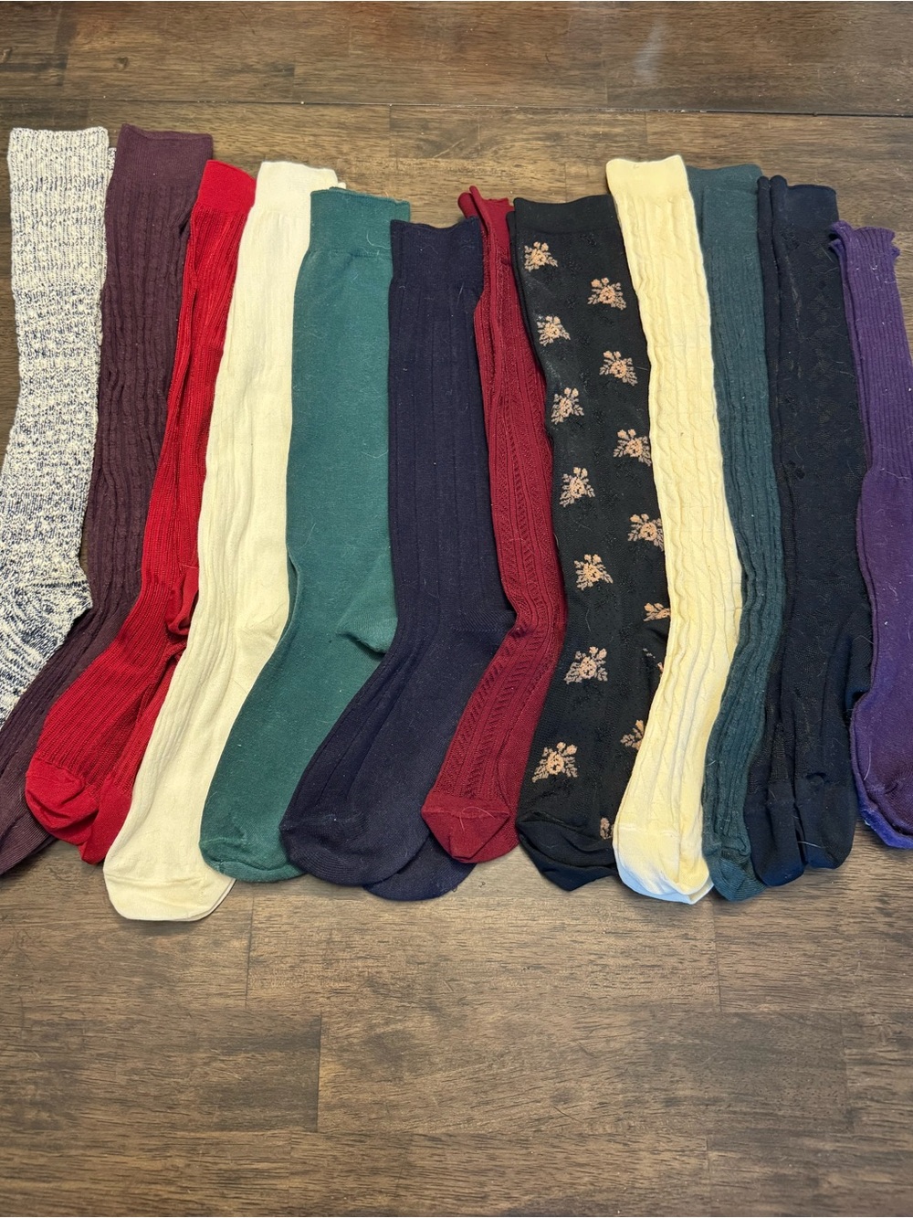 Women’s Vintage Tall Knee High Socks 12 Pair Bundle Lot